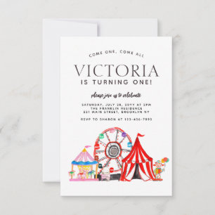 Tarjeta Pequeña Fiesta de cumpleaños infantil Carnaval de circo de