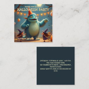 Tarjeta Pequeña Fiesta de Halloween de Monstruo Feliz para Niños
