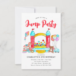 Tarjeta Pequeña Fiesta de JUMP Presupuestado Bluego Casa Trampolin