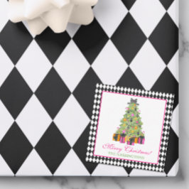 Tarjeta Pequeña Fiesta de Navidad con Acuarela Preppy Bright Glamo