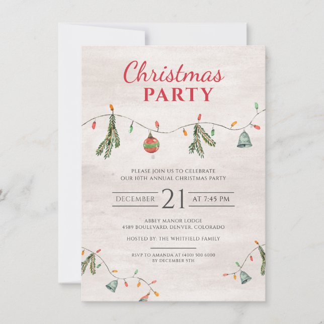 Tarjeta Pequeña Fiesta de Navidad elegante y rústica (Anverso)