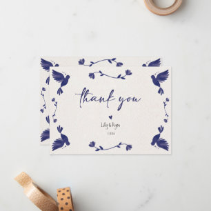 Tarjeta Pequeña Fiesta de pájaros azules mexicanos: gracias novia