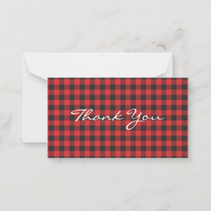 Tarjeta Pequeña Fiesta de Plaid Rustic Lumberjack Rojo Búfalo