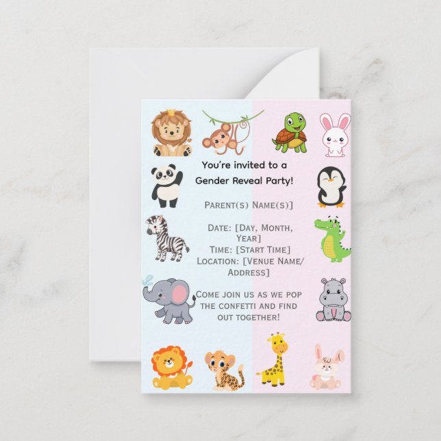 Tarjeta Pequeña Fiesta de Revelación de Género (Anverso)