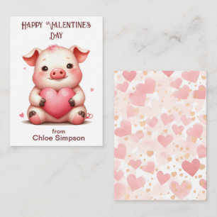 Tarjeta Pequeña Fiesta de San Valentín de Cerdos, un chico gracios