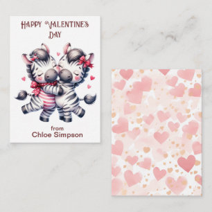 Tarjeta Pequeña Fiesta de San Valentín de Pareja Zebra