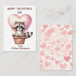 Tarjeta Pequeña Fiesta de San Valentín de Raccoon Balloon Kid