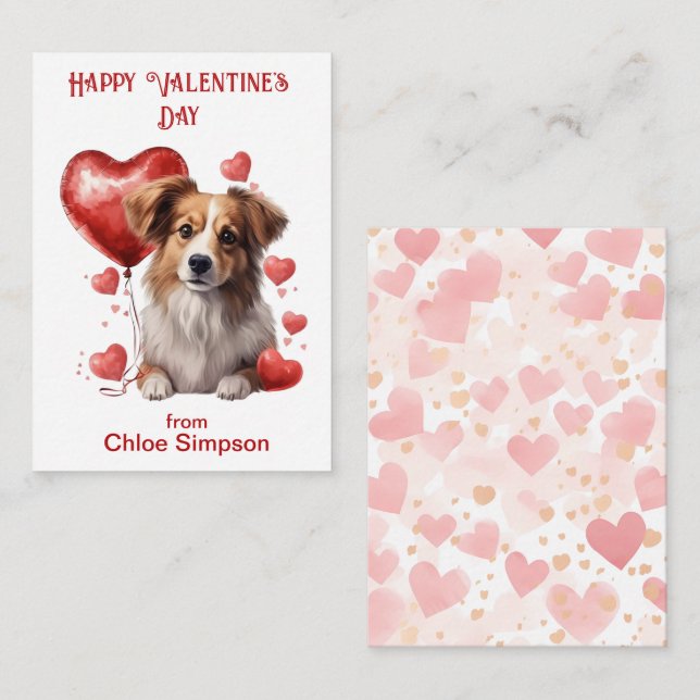 Tarjeta Pequeña Fiesta de San Valentín de un chico de muñeca curad (Anverso / Reverso)