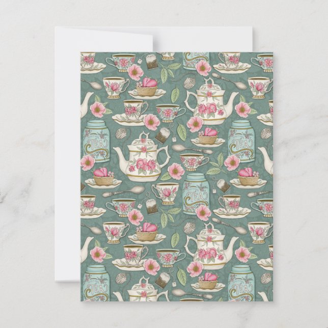 Tarjeta Pequeña Fiesta del té de cosecha (Anverso)