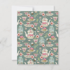 Tarjeta Pequeña Fiesta del té de cosecha