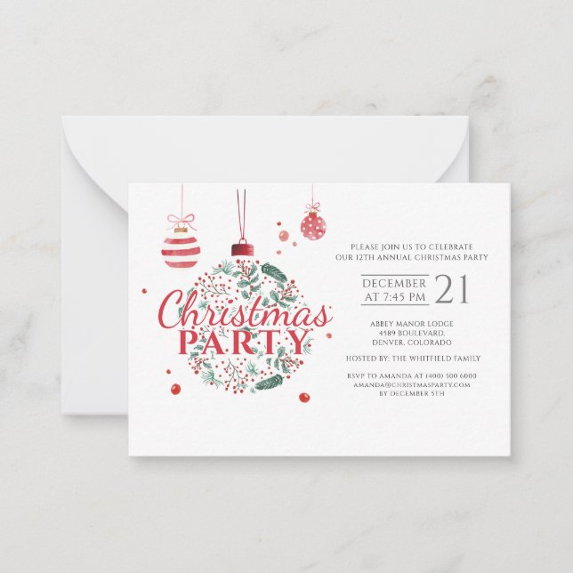 Tarjeta Pequeña Fiesta navideña botánica moderna de navidades (Anverso)