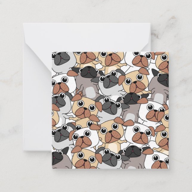 Tarjeta Pequeña Fiesta Pugs (Anverso)