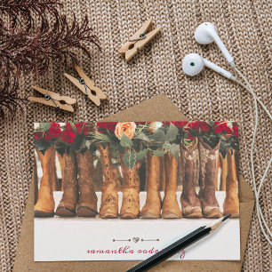 Tarjeta Pequeña Fila de botas con flores