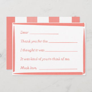 Tarjeta Pequeña Fill-In-The-Blank "Handwritten" Thank You Notes