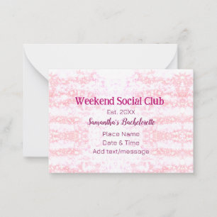 Tarjeta Pequeña Fin de semana Club Social purpurina rosa parte de 