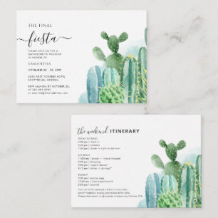 Tarjeta Pequeña Fin de semana de Bachelorette Cacti con Itinerario