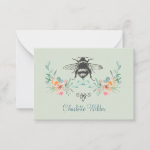 Tarjeta Pequeña Firma de guión Verde de abeja personalizado