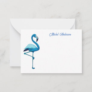 Tarjeta Pequeña Flamingo azul acuarela tropical
