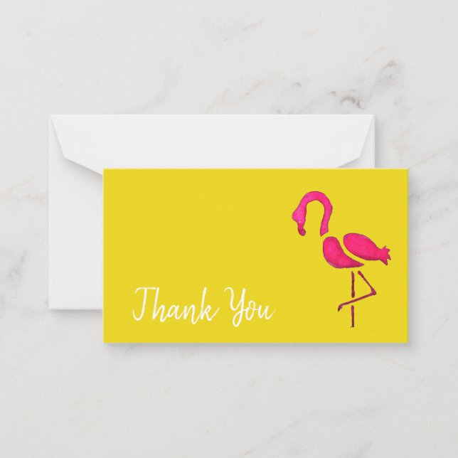 Tarjeta Pequeña Flamingo rosa arte pop único (Anverso)