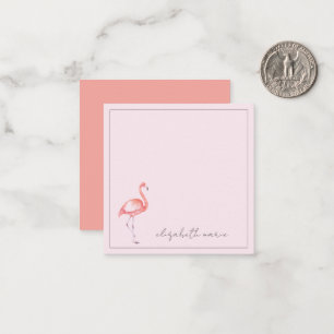 Tarjeta Pequeña Flamingo rosa de color de agua personalizado