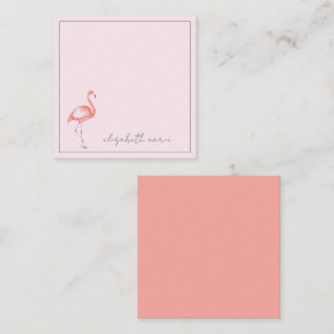 Tarjeta Pequeña Flamingo rosa de color de agua personalizado