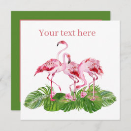 Tarjeta Pequeña flamingo rosa lindo añadir texto