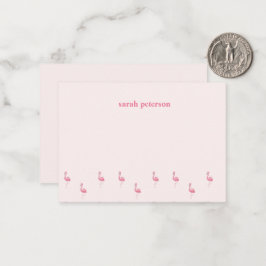 Tarjeta Pequeña Flamingo rosa lindo nombre personalizado rosa