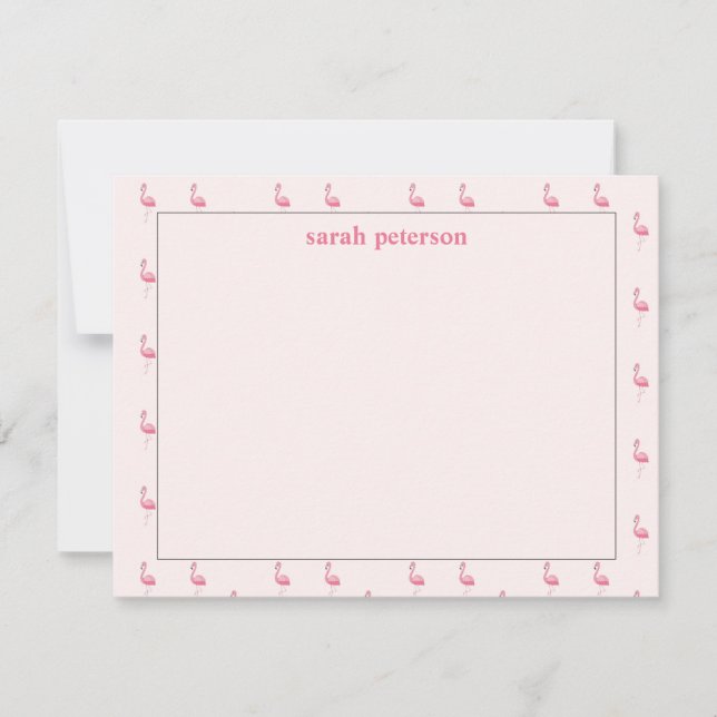 Tarjeta Pequeña Flamingo rosa lindo nombre personalizado rosa (Anverso)