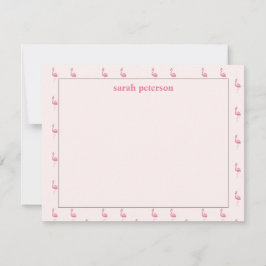 Tarjeta Pequeña Flamingo rosa lindo nombre personalizado rosa