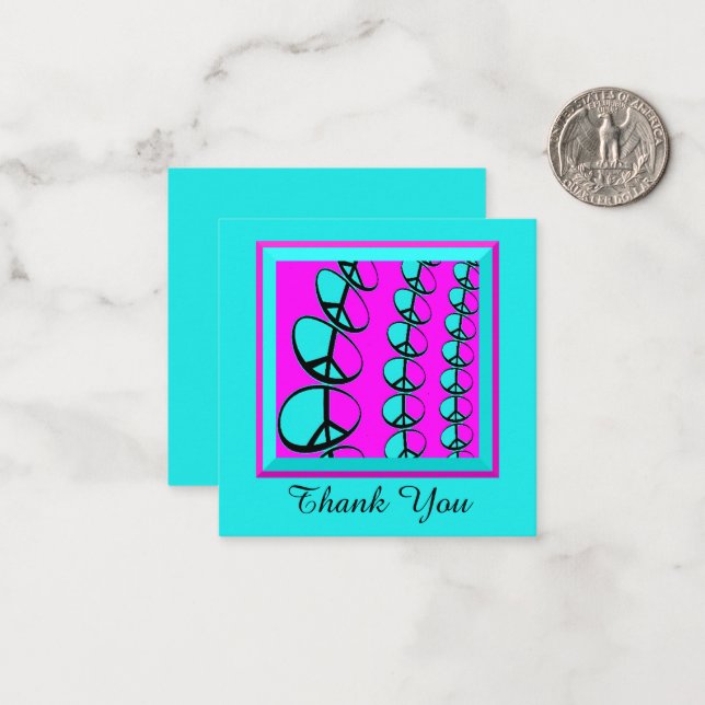 Tarjeta Pequeña Flat Peace Signs Thank You Cards (Anverso/Reverso In Situ)