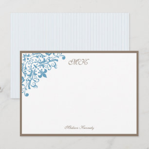 Tarjeta Pequeña Fleur de Lis personalizado en franja azul francesa