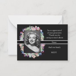 Tarjeta Pequeña Flor acuarela en negro después del funeral Gracias