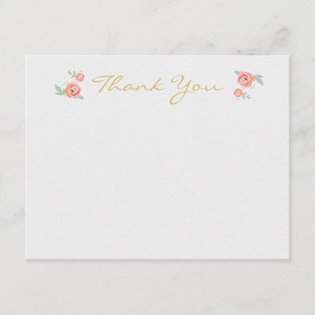 Tarjeta Pequeña Flor acuarela Gracias Cartas (Anverso)