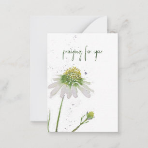Tarjeta Pequeña Flor acuarela pintada a mano   Rezando Por Ti