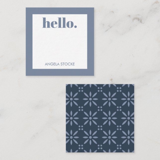 Tarjeta Pequeña Flor Azul Personalizada Retro (Anverso / Reverso)