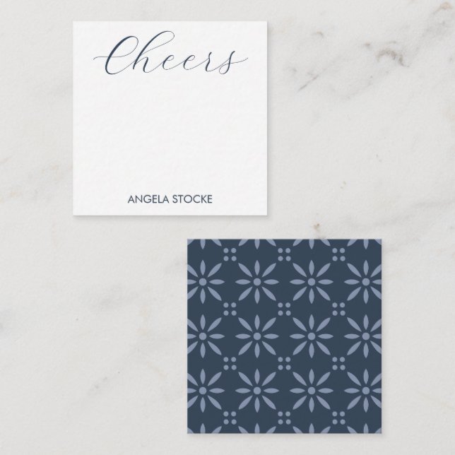 Tarjeta Pequeña Flor Azul Retro Personalizada (Anverso / Reverso)