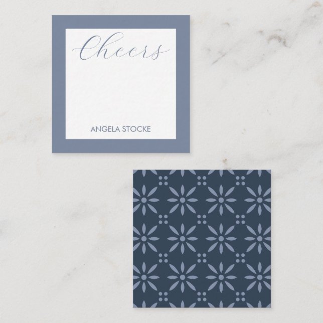 Tarjeta Pequeña Flor Azul Retro Personalizada (Anverso / Reverso)