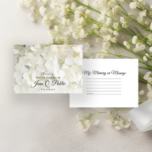 Tarjeta Pequeña Flor blanca de hidrangea comparte un funeral de me