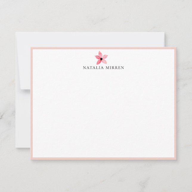 Tarjeta Pequeña Flor Botánica Rosa de Isla Elegante (Anverso)