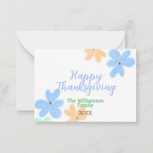 Tarjeta Pequeña Flor de acuarela de invierno de naranja azul verde