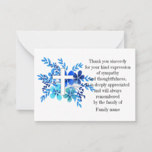 Tarjeta Pequeña Flor De Acuarela Y Cruz Después Del Funeral