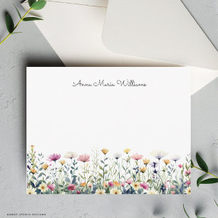 Tarjeta Pequeña Flor de Agua Floral Monogramada de Flor Silvestre