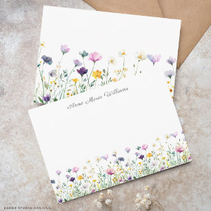 Tarjeta Pequeña Flor de agua silvestre con monograma