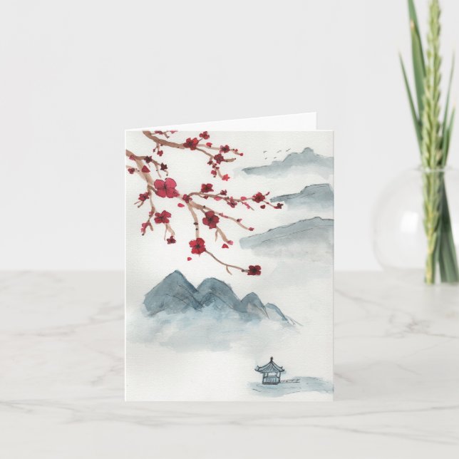 Tarjeta pequeña flor de cerezo (Anverso)