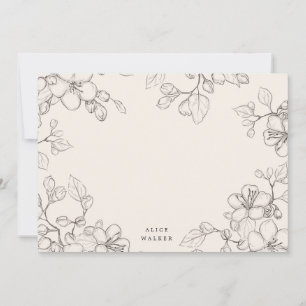 Tarjeta Pequeña flor de cerezo esbozada gracias