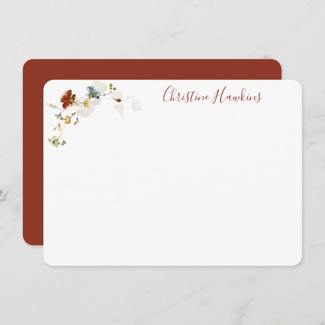 Tarjeta Pequeña Flor de flores silvestres Bonito floral personaliz (Anverso / Reverso)