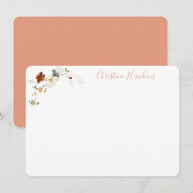 Tarjeta Pequeña Flor de flores silvestres Bonito floral personaliz (Anverso / Reverso)