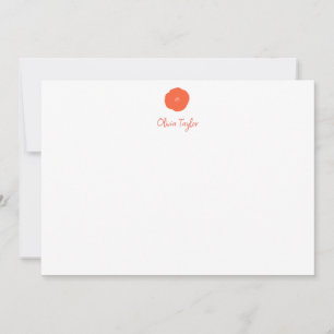 Tarjeta Pequeña Flor de Naranja de Stationery personalizada minima