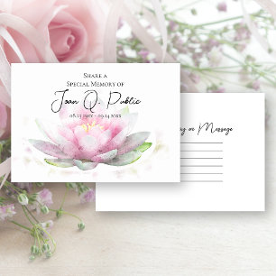 Tarjeta Pequeña Flor de Nenúfar Rosa Comparte un Recuerdo Funeral