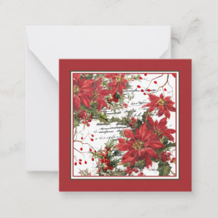 Tarjeta Pequeña Flor de Nochebuena y acebo
